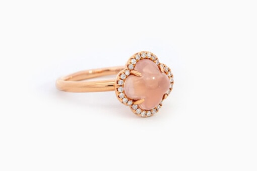 Ring in roze goud 18 kt met roze kwarts en diamant - Afbeelding 2
