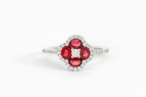 Ring in wit goud 18 karaat met diamant en robijn - Afbeelding 2