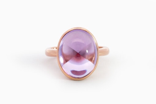 Ring in roze goud 18 kt met amethist (maat 54) - Afbeelding 2