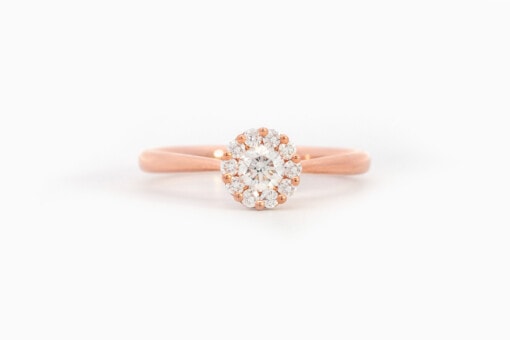 Ring in roze goud 18 kt met diamant (maat 54) - Afbeelding 2