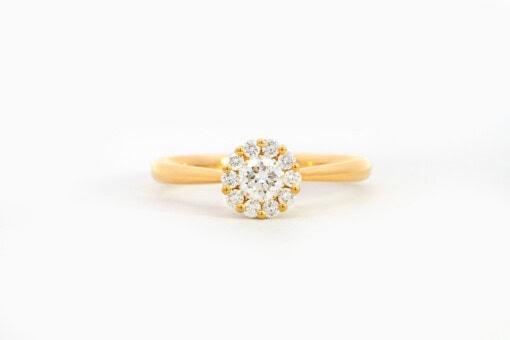 Ring in geel goud 18 kt met diamant (maat 54) - Afbeelding 2
