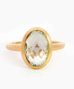 Ring in geel goud 18 kt met amethist (maat 54)