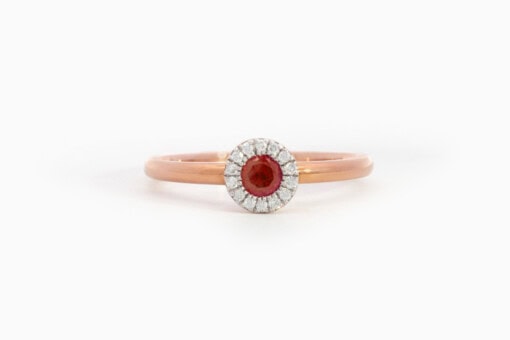 Ring in roze goud 18 kt met diamant en robijn (maat 54) - Afbeelding 2