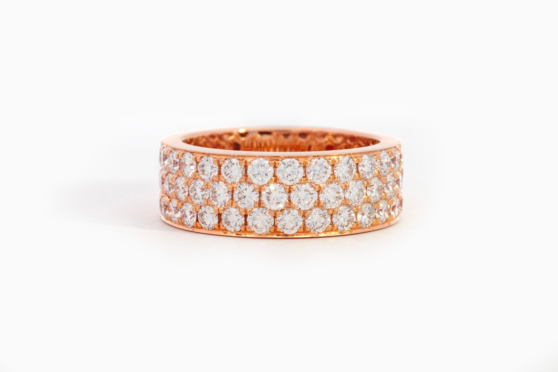 Bague en or rose 18 cts avec diamants (taille 54) – Image 2