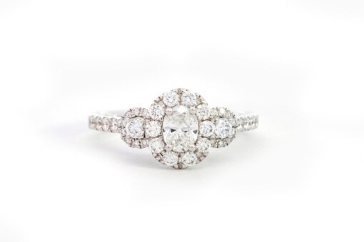 Ring in wit goud 18 kt met diamant (maat 53) - Afbeelding 2