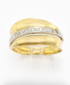 Ring in geel en wit goud 18 kt met diamant