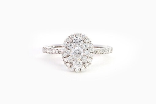 Ring in wit goud 18 kt met diamant (maat 54) - Afbeelding 2