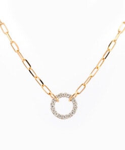 Halsketting in geel en wit goud 18 kt met diamant
