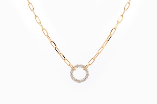 Halsketting in geel en wit goud 18 kt met diamant