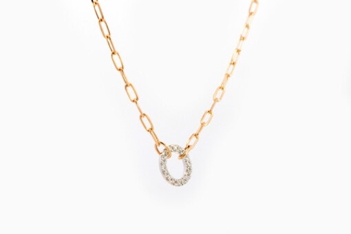Halsketting in geel en wit goud 18 kt met diamant - Afbeelding 2