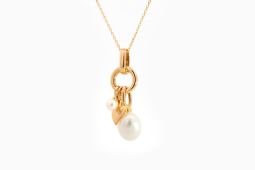 Hanger in geel goud 18 met parel en diamant