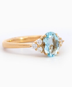 Alternative view of Ring in geel goud 18 kt met diamant en aquamarijn
