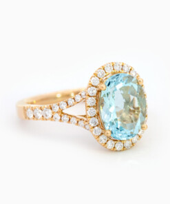 Alternative view of Ring in geel goud 18 kt met diamant en aquamarijn