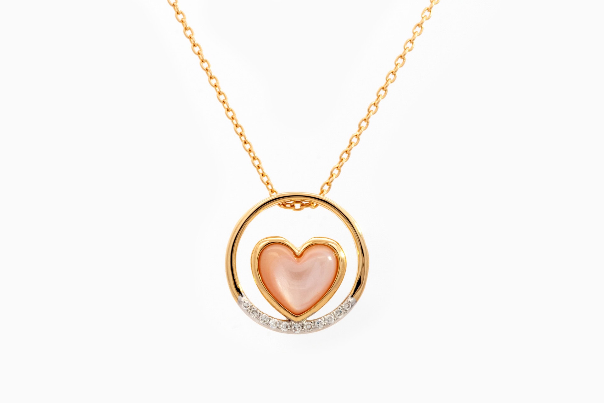 Hanger in geel goud 18kt met diamant en parelmoer