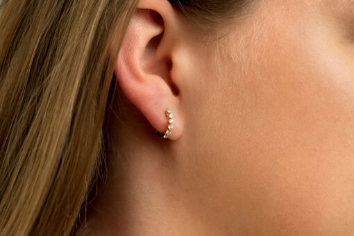 Oorringen in geel goud 18 kt met diamant - Afbeelding 2