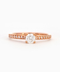 Ring in roze goud 18 kt met diamant