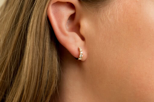 Oorringen in geel goud 18 kt met diamant - Afbeelding 2