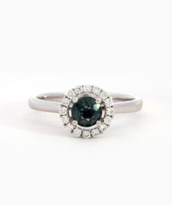 Ring in wit goud 18 kt met saffier en diamant