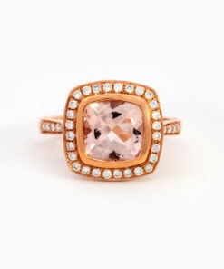 Ring in roze goud 18 kt met diamant en morganiet