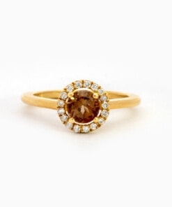 Ring in roze goud 18 kt met diamant en toermalijn