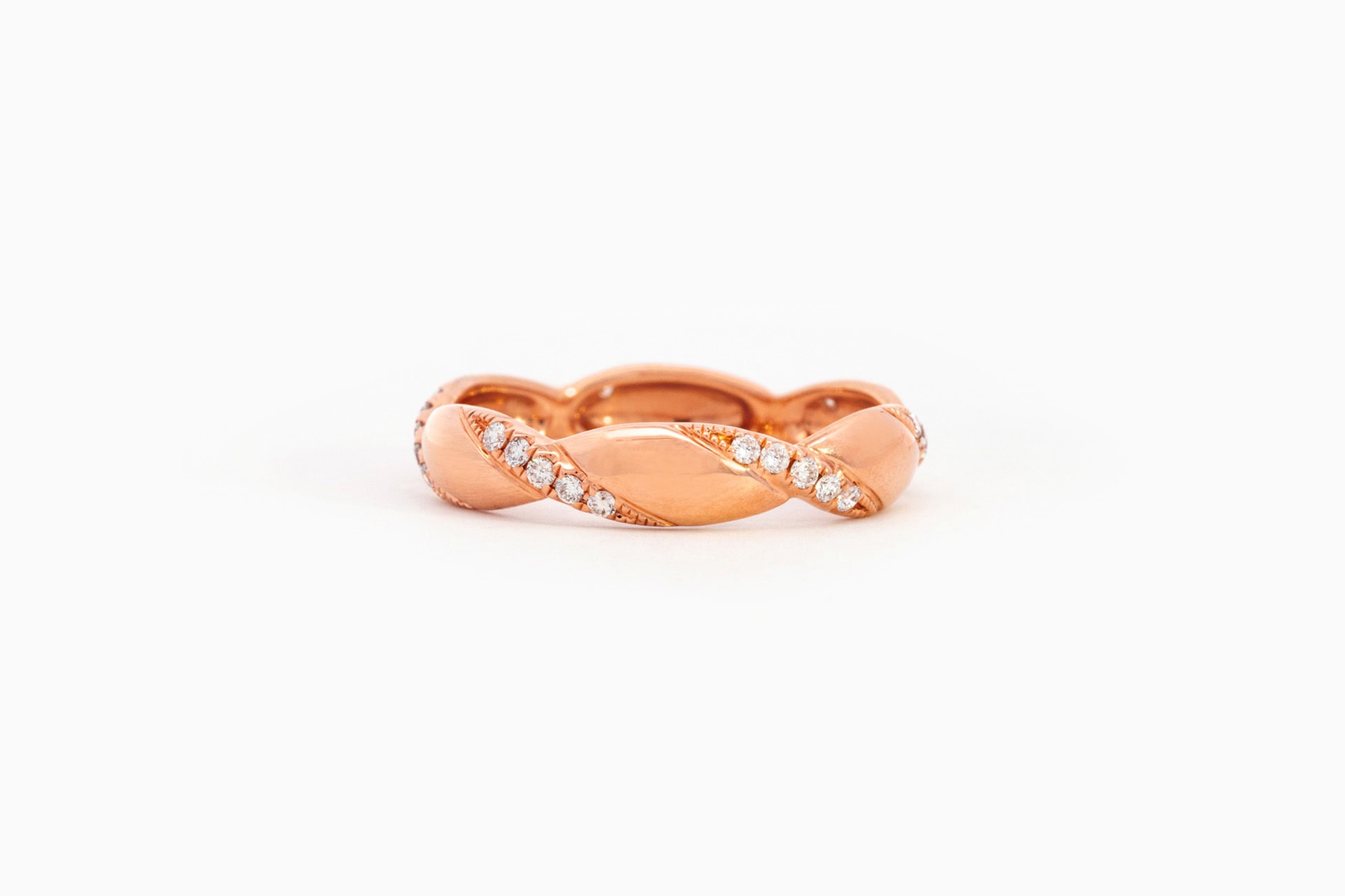Ring in roze goud 18 kt met diamant