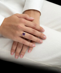 Alternative view of Ring in roze goud 18 kt met diamant en amethist