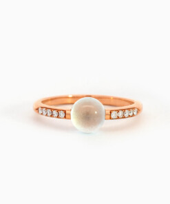 Ring in roze goud 18 kt met diamant en topaas