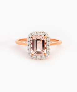 Ring in roze goud 18 kt met morganiet en diamant