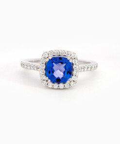 Ring in wit goud 18 kt met tanzaniet en diamant