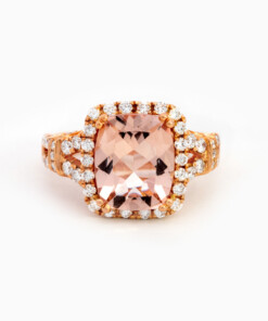 Ring in roze goud 18 kt met diamant en morganiet