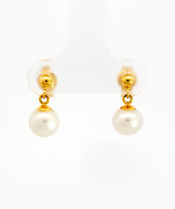 Oorring in geel goud 18 kt met parel