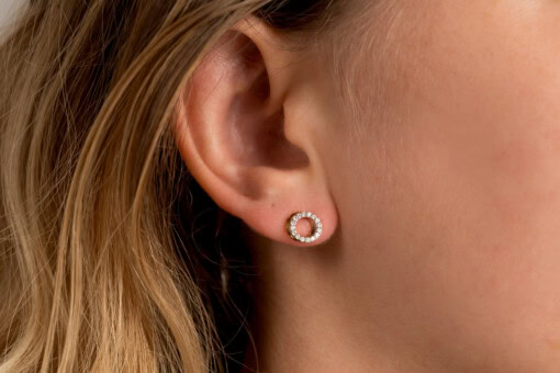 Oorringen in geel goud 18 kt met diamant - Afbeelding 2
