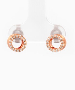 Oorringen in roze goud 18 kt met diamant