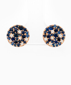 Oorringen in roze goud 18 kt met diamant en saffier