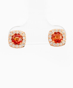 Oorringen in roze goud 18 kt met diamant en saffier