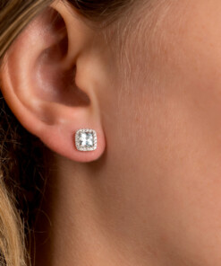 Alternative view of Oorringen in wit goud 18 kt met diamant en aquamarijn