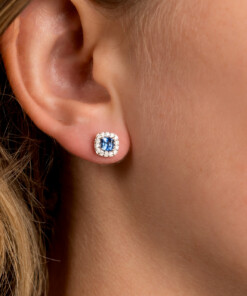 Alternative view of Oorringen in wit goud 18 kt met diamant en saffier