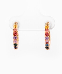 Oorringen in roze goud 18 kt met saffier