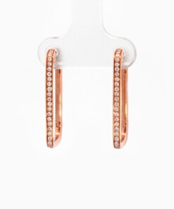 Oorringen in roze goud 18 kt met diamant
