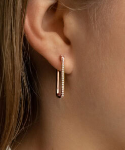 Alternative view of Oorringen in roze goud 18 kt met diamant