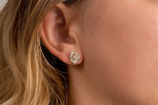 Oorringen in geel goud 18 kt met diamant - Afbeelding 2