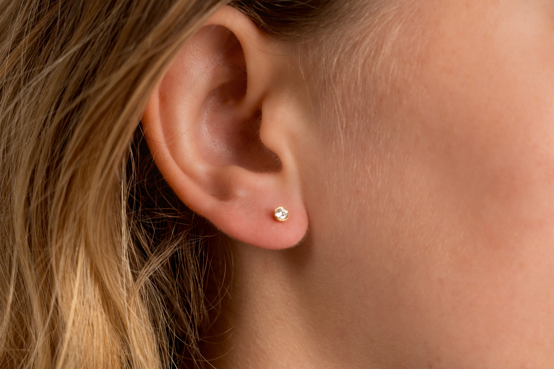 Oorringen in geel goud 18 kt met diamant - Afbeelding 2