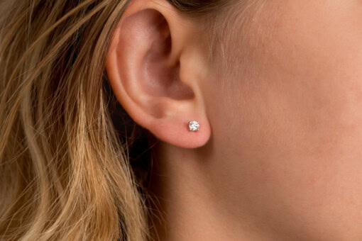 Oorringen in wit goud 18 kt met diamant - Afbeelding 2