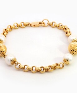 Armband in geel goud 18 kt met parel