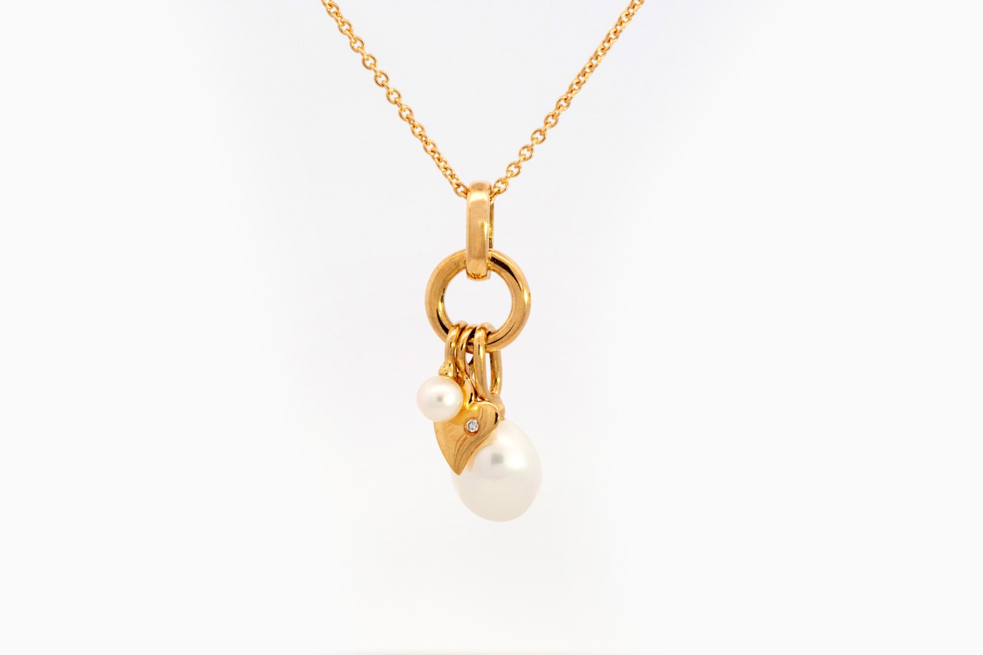 Pendentif en or jaune 18 ct avec diamant et perle – Image 2