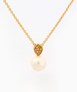 Hanger in geel goud 18 kt met diamant en parel
