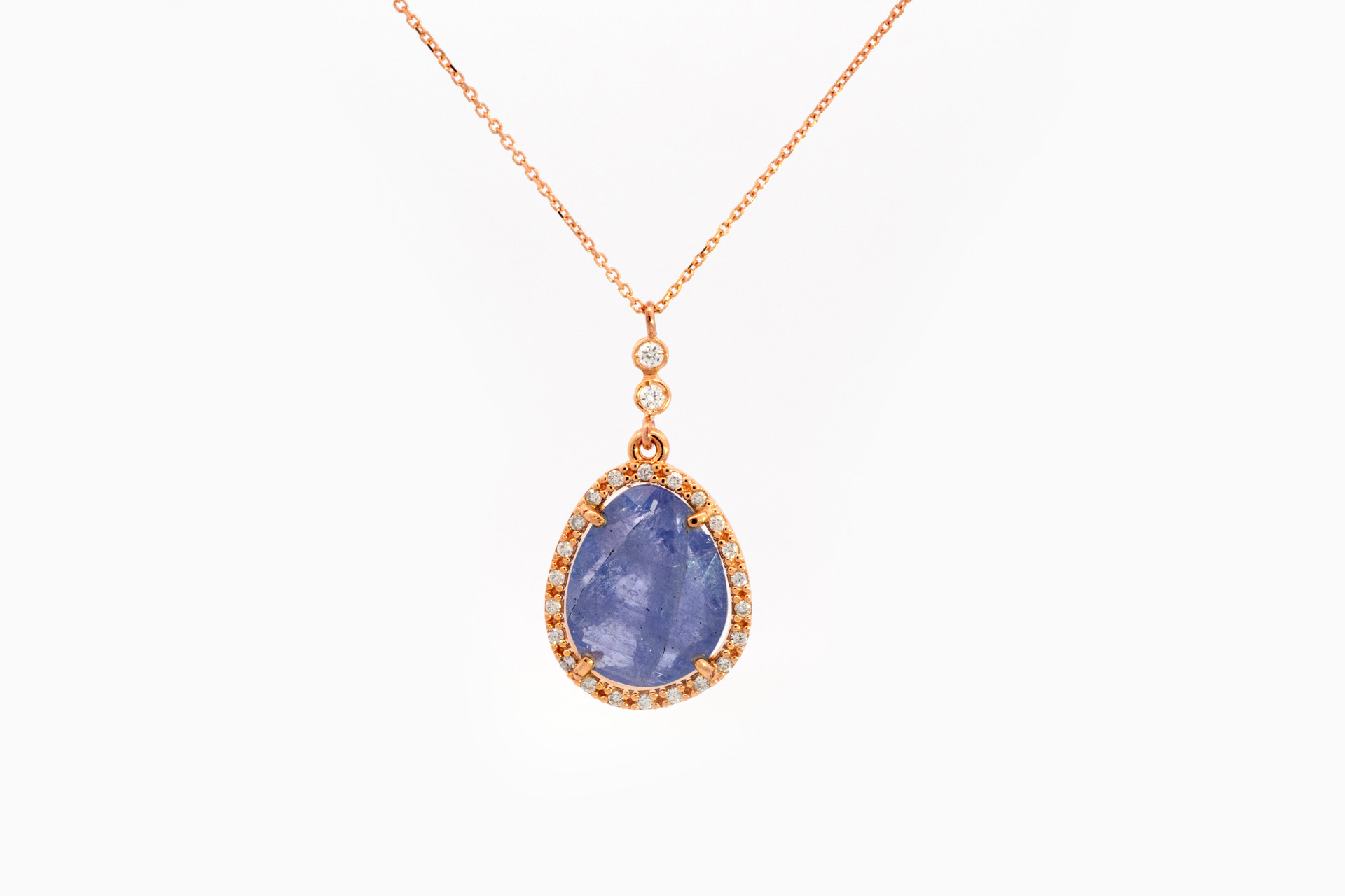 Pendentif en or rose 18 kt avec diamant et saphir – Image 2