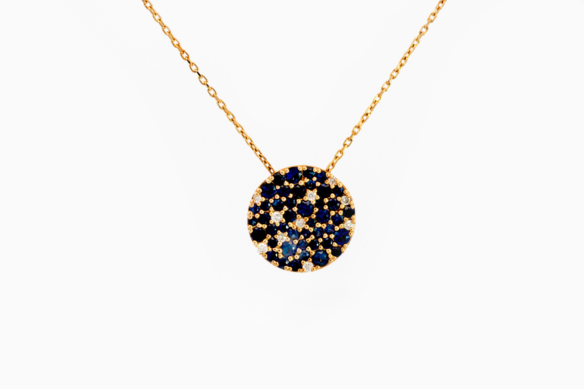Hanger in geel goud 18 kt met diamant en saffier - Afbeelding 2