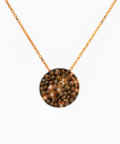 Pendentif en or rose 18 ct avec diamant et diamant brun