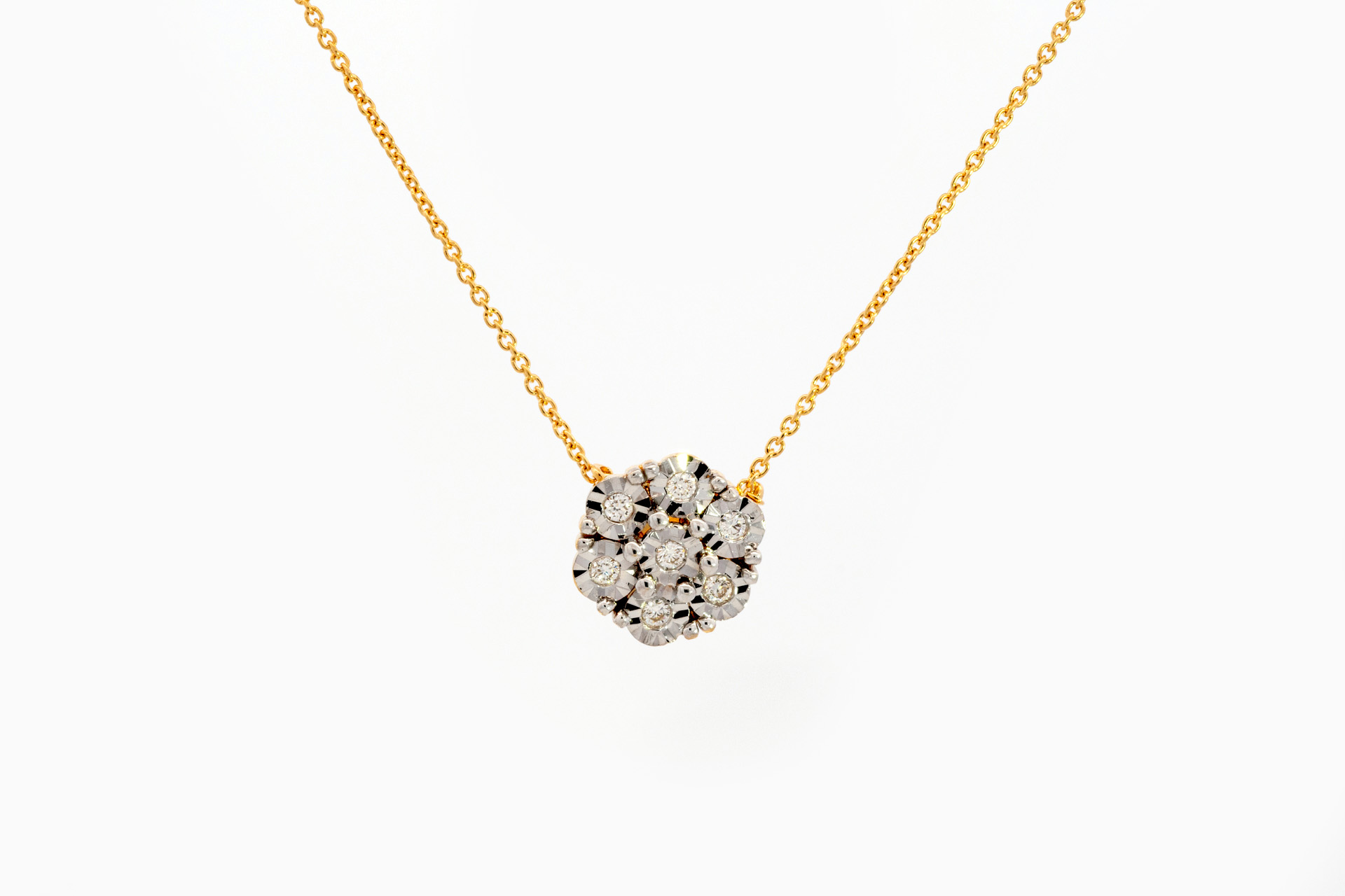 Halsketting in geel en wit goud 18 kt met diamant - Afbeelding 2